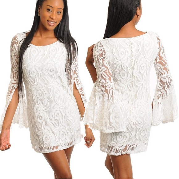 ivory lace sheer mesh romantic tunic dress top - Picture 2 of 3